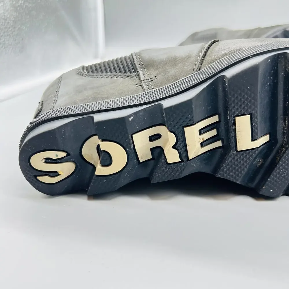 Sorel Boots Womens 8 Black Leather Joan of Arctic Wedge II Chelsea Ankle Shoes